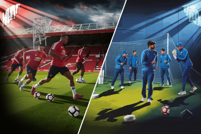 Man Utd and India Cricket Team Face Off at Carrington Training Ground