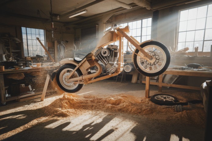 Youtubers Create Functional Wooden Motorcycle That Ultimately Breaks in Half Youtubers Create Functional Wooden Motorcycle That Ultimately Breaks in Half