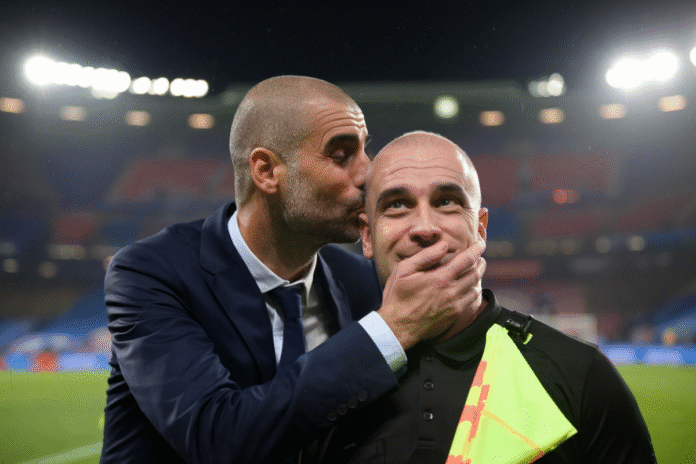 Pep Guardiola Kisses Fourth Officials Cheek After Giving Him a Warning