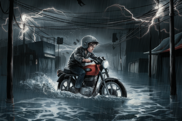 Youth Motorcyclist Electrocuted After Navigating Flooded Street